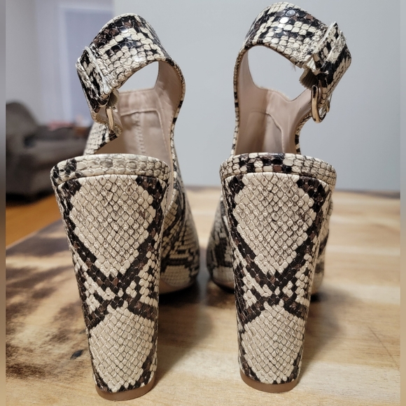 Aldo Snakeskin Print Buckle Chunky Heeled Slingback - Picture 2 of 3